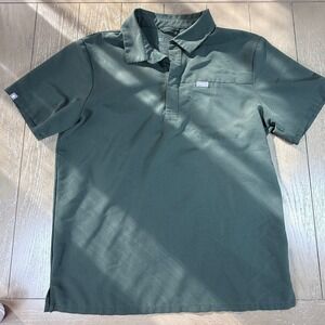 FIGS Mens Polo Scrub Top Small Olive Green Technical Collection Short Sleeve